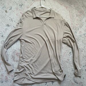 Bylt basics  latte Long Sleeve Polo Shirt - open v